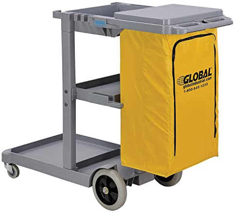 Global Industrial Janitor Cart Gray with 25 Gallon Vinyl Bag