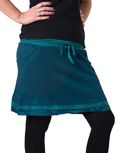 Vishes - Alternative Bekleidung - Kurzer Lagenlook Rock aus Baumwolle - mit Taschen zum Binden