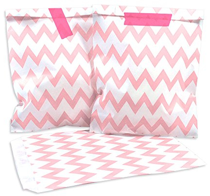 Frau WUNDERVoll® 100 PAPIERTÜTEN ROSA, ZACKEN 13 x 16,5 cm, 45 Gramm Papier, flach / Candy Bar, Hochzeit, Kindergeburtstag, Papiertütchen, Candybag, Tüten, Mitgebseltüten