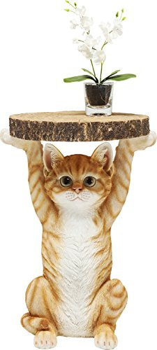 Kare Design Side Table Animal Ms Cat, Brown, 51x34x33 cm, Round Top