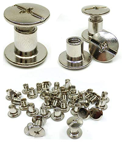 Dancepandas Visse Chicago 5mm 50PCS Rivets en Cuir Chicago Binding Screws Assortiment Croix Tête Bouton Solide Ceinture Vis de Réparation Cuir Plaqué Nickel(5X6mm)