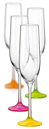 Bohemia Sektgläser Kristall Gläser, Model Neon Frozen, 190 ml, 4er Set, Gla s gesprüht