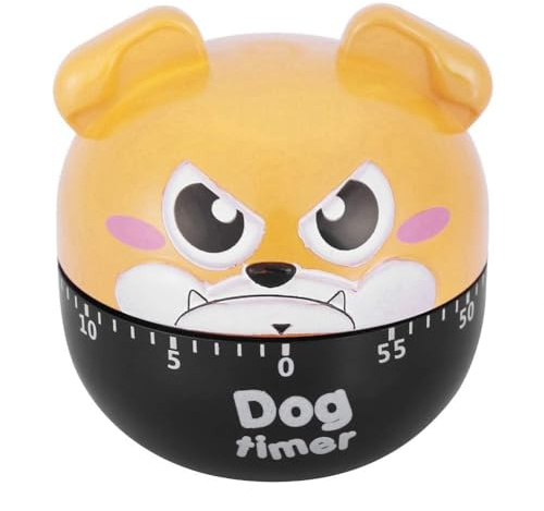 Agatige Mechanical Kitchen Timer, Cute Dog Shaped Wind Up 60 Minutes Manual Countdown Timer Kids Time Management Tools for Cooking Baking Shower Classroom Study Toothbrush