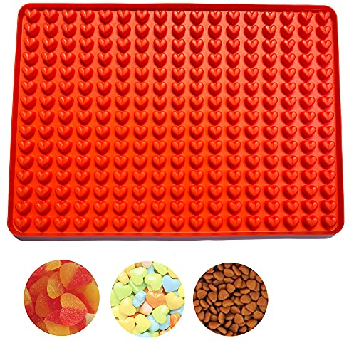 Newk 255 Cavity Pet Treats Mini Heart Shaped Gummy Mold for Chocolate Drops, Dog Treats Pan