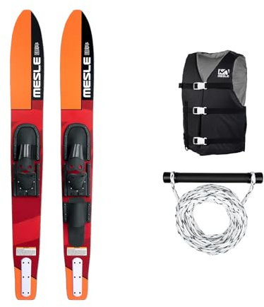 MESLE Wasser-Ski Set XPlore 157 cm mit Weste Promo + Leine Set, Anfänger und Fortgeschrittene Combo-Ski Ausrüstung für Jugendliche und Erwachsene