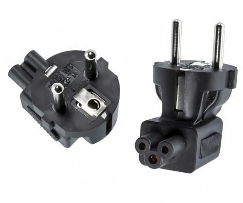 DINIC Stromadapter CEE 7/7 auf C5 Mickey Maus gewinkelt, Adapter