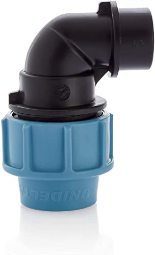 HYDROBIL Raccordo Idraulico MDPE per Tubi d'Acqua, Adattatore a Gomito 20mm x 3/4 BSP Femmina, per Tubi in Plastica MDPE, 16 Bar, Temperatura Massima 45°C, Raccordi a Compressione