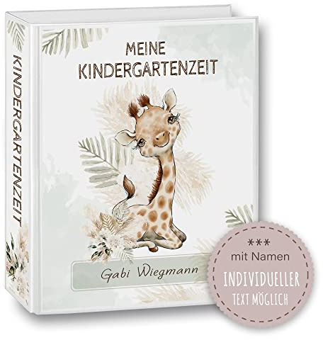 Kindergarten Ordner personalisiert mit Namen und Wunschtext Safaro Giraffe A4 - Meine Kindergartenzeit Kindergartenordner Portfolioordner Sammelordner Junge Mädchen