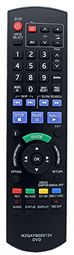 N2QAYB000124 Télécommande de rechange pour enregistreur Blu-Ray Panasonic DMRXW380 DMRXW385 DMRXW390 DMRXW480 DMR-XW380 DMR-XW385 DMR-XW390 DMR-XW480 DMRXW380GL DMRXW388 5GL DMRX. W390GL