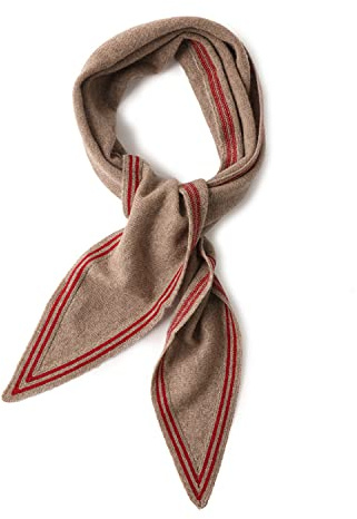 100% Cashmere Diamond-Shaped Small Neck Scarf, Super Soft Warm Knitted Neckerchief for Women Girls, Spring Autumn Versatile Triangle Scarf Short Knit Collar Scarves for All Seasons, Best Gift Brown