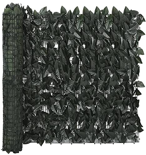 CIADAZ Balkon-Sichtschutz, Balkonsichtschutz, Windschutz Balkon, Windschutz Terrasse, Balkonverkleidung, Sichtschutz Garten, mit Dunkelgrünen Blättern 400x75 cm