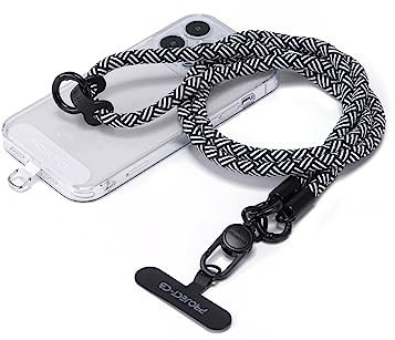 project-cb Phone Lanyard×1,Phone Tether Tab×2, Crossbody Cell Phone Lanyard,Rope Lanyard,Universal Adjustable Phone Strap(White-Black)