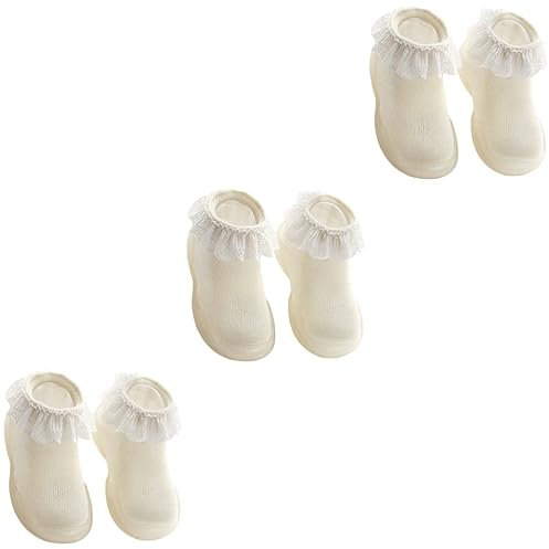 Toyvian 3 Paare Bodensocken Für Babys Warme Socken Für Kleinkinder Söckchen Für Kleinkinder Sohlensocke Für Thermosocken Für Kinder Rutschfest Weiß Neugeboren Babysocken