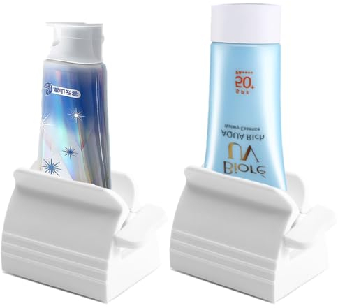 UDQYQ 2 Stück Tubenquetscher Zahnpasta Ausdrücker, Premium ABS Kunststoff Tubenpresse Sitz Halter Stand für Badezimmer-Zubehör