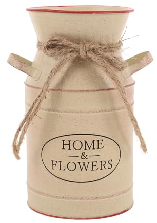 Amosfun Cubo de Hierro Estilo Retro Doble Asa para Arreglo Floral, Maceta Resistente y Fácil de Instalar para Decoración Vintage en Hogar y Jardinería
