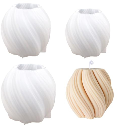 3 Stück Kerzenform Silikon Geometrische Kugel Spirale Silikonformen Zylinder Gießform Stumpenkerzen Formen für Kerzenherstellung Formen DIY Duftkerzen, Wachs, Seife, Handwerk