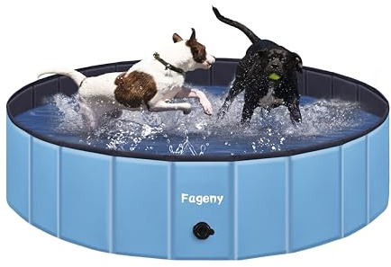 Fageny Paddling Pool for Dogs & Kids, 120x30cm Foldable Dog Swimming Pool Bathtub, Anti Slip Thickened Bottom Portable Pets Bathing Pool for Indoor Outdoor