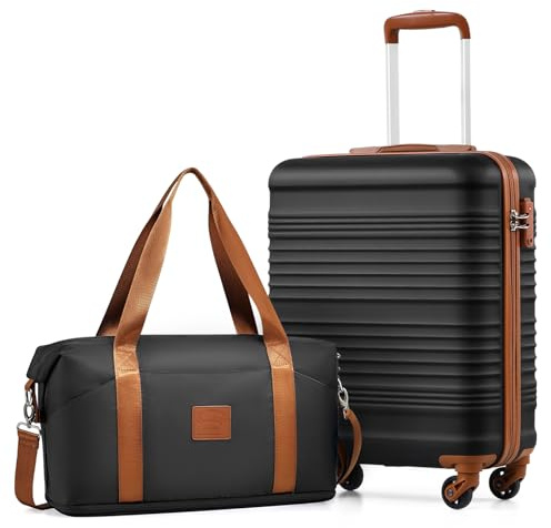 COOLIFE Cabin Suitcase, 55x40x20cm Cabin Luggage with ABS Hard Shell and Easyjet Bag 30L(45×36×20cm) Set, Carry On Suitcase with TSA Lock & 4 Wheels, Suitable for Ryanair, Easyjet, Paid Hand Luggage