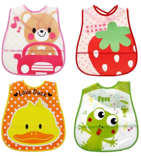 OUDQFCJ 4 pcs Bavaglino impermeabile per neonati e bambini lavabile
