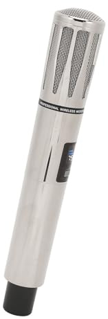 Jiawu Micro, Micro en Métal Rechargeable sans Fil avec Récepteur pour karaoké (Silver)