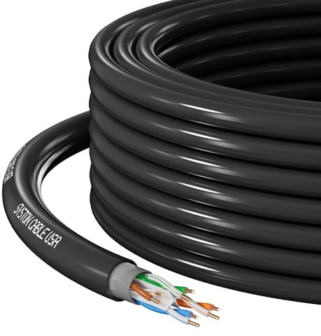 Syston Direct Burial Cat 6A+ Ethernet Network Cable 700 MHz, Bulk UTP 23 AWG Outside Plant (OSP) - Rated, Pure Bare Copper Wire, Waterproof Dual-Layer Jacket for Outdoor Wet Location Using