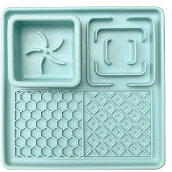 POPOYU Leckmatte Schleckmatte Hund mit Saugnapf, Grün Hundespielzeug Futtermatte Welpen Katze für Haustier Angst Relief und Langsam Füttern Hundebaden Trainieren Lebensmittelqualität BPA-frei