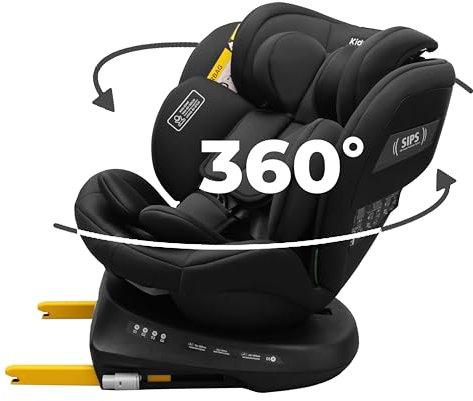 KidsZone Seggiolino Auto 0-36 kg Isofix i-Size, 40-150 cm - Seggiolino Auto Girevole 360 per Bambini Gruppo 0/1/2/3 - Top Tether, Reclinabile 5 posizioni, Regolabile in Altezza