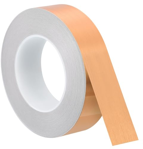 sourcing map Nastro metallico, 3,5 cm x 50 m, pellicola autoadesiva in poliestere metallizzato, impermeabile, lucido, per pareti, arti grafiche, regali, artigianato, decorazione, oro rosa spazzolato