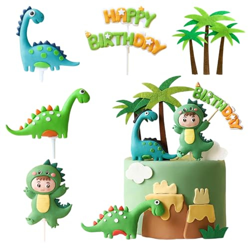 SJUNJIE Decorazioni Torta per Bambini 8 Pezzi Decorazioni Torta Dinosauri Decorazioni Torta Compleanno Adatto per Decorazionis per Feste di Compleanno Decorazioni per Cupcake