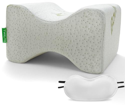 GC GAVENO CAVAILIA Orthopaedic Knee Pillow | Memory Foam Leg Pillow for Sleeping on Side | Leg Cushion For Lower Back, Hip Pain, Pregnancy | Bamboo Knee Support Pillows With Cover & Eye Mask