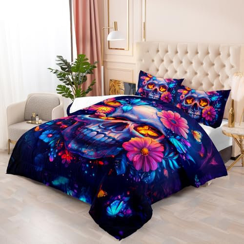 Bettdecke 140X200 Blaue Lila Blumen Drucken Steppdecke 200Gsm,Dünne Und Leichte Bettdecken,4 Jahreszeiten Bettdecken 140X200,Weiche Mikrofaser Bettdecke Mit 2 Kissenbezüge,Warm Steppbettdecke