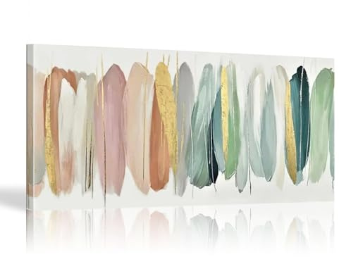 18meng Art Abstrakte Bilder Leinwand XXL 100x60 cm Modern Leinwandbilder Wandbild Bunt Feder Bilder Wandbild Kunstdruck Wohnzimmer Schlafzimmer Wanddekoration Bild auf Leinwand Ungerahmt