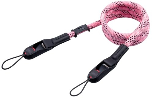 VKO Kameragurt Kamera Schultergurt mit Schnellverschluss-System | Tragegurt für SLR DSLR digitale oder spiegellose Kamera (Rosa Schwarz）