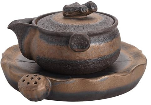 XYUERU Théière Gaiwan Kung Fu en céramique grossière, Style rétro, Service à thé Traditionnel Japonais en Porcelaine Fait à la Main, soupière en céramique, Bol à thé, Verres