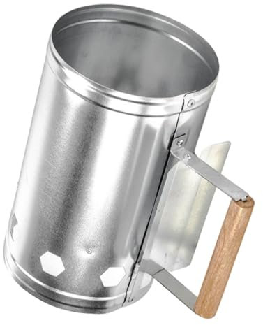 Abaodam Cañón De Encendido para Barbacoa Al Aire con Mango De Madera Hecho De Galvanizado para Encender y Leña Fácilmente Exteriores