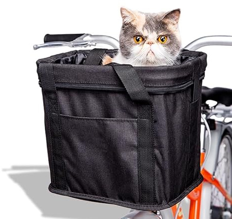 Haustier-Fahrradkörbe, zusammenklappbar, abnehmbarer Lenker, Vorderkorb, kleine Katze, Hund, Fahrrad, schnell zu öffnende Umhängetasche, Fahrradhalter, Aufbewahrungskorb