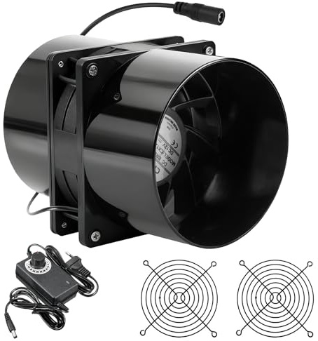 DC 12V Rohrventilator, 100mm Axial Rohrventilator, Lüfter Axiallüfter Abluftventilator, Rohrlüfter Regelbar Badlüfter Rohrlüfter Für Küchen, Gewächshaus, Garage, Luftzirkulation