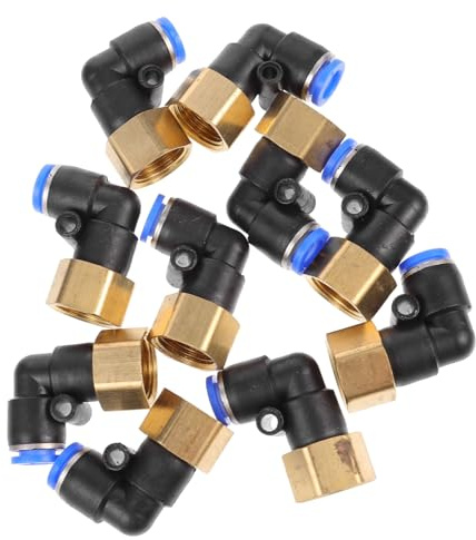POPETPOP 10 Piezas De Conectores Neumáticos Rápidos Resistentes a Alta Presión, Rosca Interior y Codo, Para Tubos De Nailon, Polietileno y Pu, Uso Industrial y Conexiones Confiables
