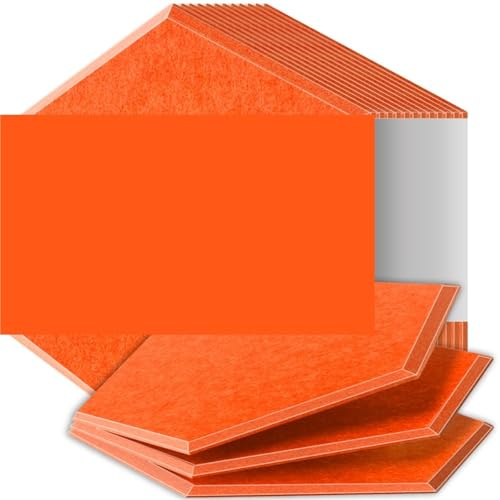 Hexagon Akustikplatten Schallschutzplatten mit hoher Dichte, flammhemmend, absorbieren Lärm und eliminieren Echos(12 Tangerine,6 Pcs,0.9cm Medium Density)