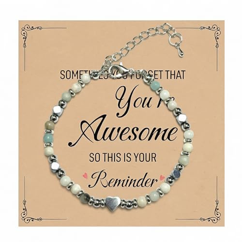 Handmade Adjustable Beaded Bracelet for Women and Teen Girls, Stretch Wristband with Heart Accent, Meaningful Everyday Reminder Gift for Friends, Sisters and Ladies on Birthdays or Special Occasions