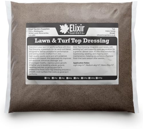 Elixir Gardens Lawn Top Dressing Mix, 70/30 Sportsand & Graded Topsoil Blend for Garden and Turf Maintenance | 1kg - 20kg Bags (10kg)