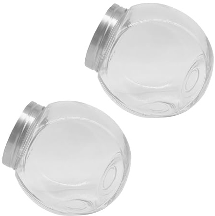 Relaxdays Bonbonglas, 2er Set, 2 Liter, Vorratsgläser für Süßigkeiten, Candy Bar, Edelstahl-Deckel, transparent/Silber