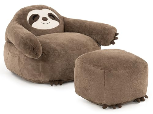 Pamapic Sitzsack mit Hocker, Faultier Sitzsack Erwachsene mit Füllung, Modernes Ergonomisches Bean Bag, Lounge Sessel, Indoor Sitzsäcke Stuhl für Wohnzimmer, Schlafzimmer, Spielzimmer