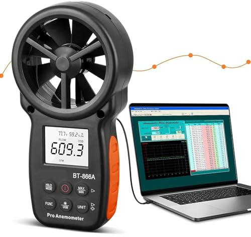 Digital Anemometer CFM Meter Air Flow Meter Measure Wind Temperature/Speed Wind Chill CFM with USB