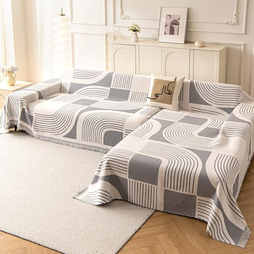 WEYOND Funda Sofa Chaise Long, 2 Piezas, 180 x 300 cm + 180 x 300 cm, Gris