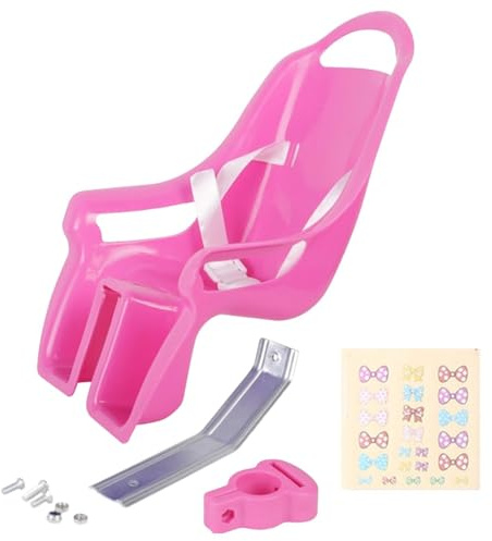 Generisch Puppen Fahrradsitz - 25 cm Dekorative Halterung, Inklusive Aufkleber, Kinder Fahrrad | Passend Für Kuscheltiere Stofftiere Universal Montage Set Spielzeugträger Zubehör Rosa Lila