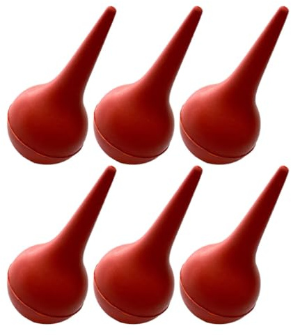 Generico Siringa per Lavaggi Nasali e Aspiratore di Cerume per Orecchie 6 Pezzi in Gomma Rossa Funzione di Aspirazione e Pulizia Nasale