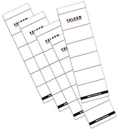 Original Falken 10er Pack Ordner-Rückenschild. Made in Germany. Etiketten 54 x 190 mm zum Einstecken für 8 cm breite Ordner weiß