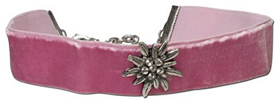 Alpenflüstern Trachten-Samt-Kropfband breit Strass-Edelweiß - Trachtenkette enganliegend, Kropfkette elastisch, Damen-Trachtenschmuck, Samtkropfband in traditionellen Farben DHK109