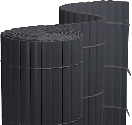 jarolift PVC Sichtschutzmatte Standard Sichtschutz Garten Balkon Terrasse Sichtschutzzaun Balkonverkleidung Zaunblende, 100 x 600 cm, 2 Matten je 2 x 3 m Länge, Grau